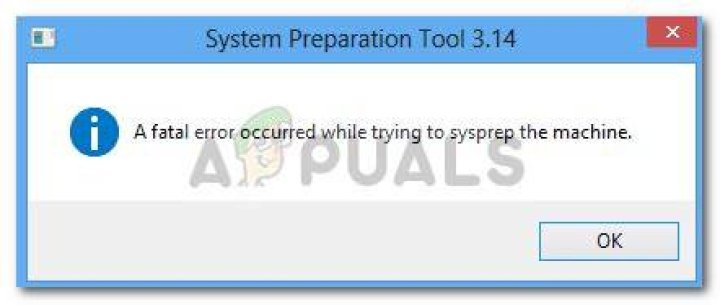 a fatal error occurred while trying to Sysprep the machine
