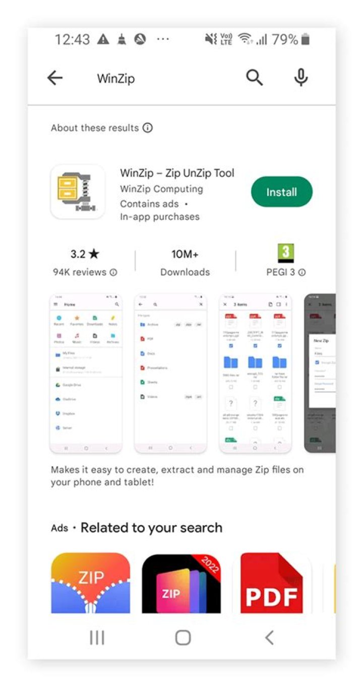 android winzip storage android winzip storage