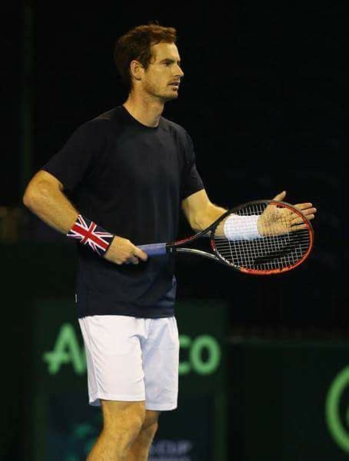 Andy Murray at Davis Cup training