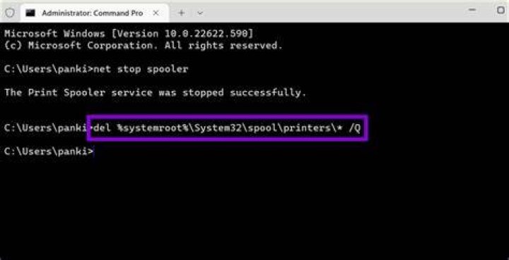 command prompt print queue won't clear