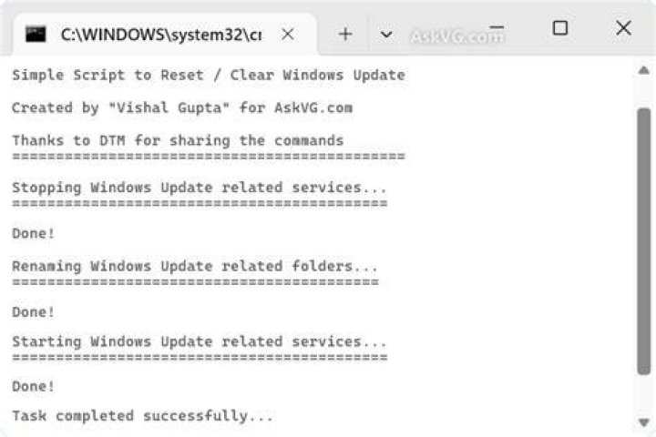 create script create script windows update reset script
