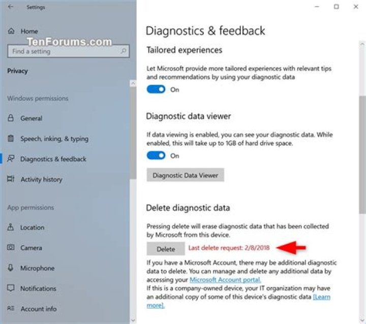 Delete diagnostic data windows 10