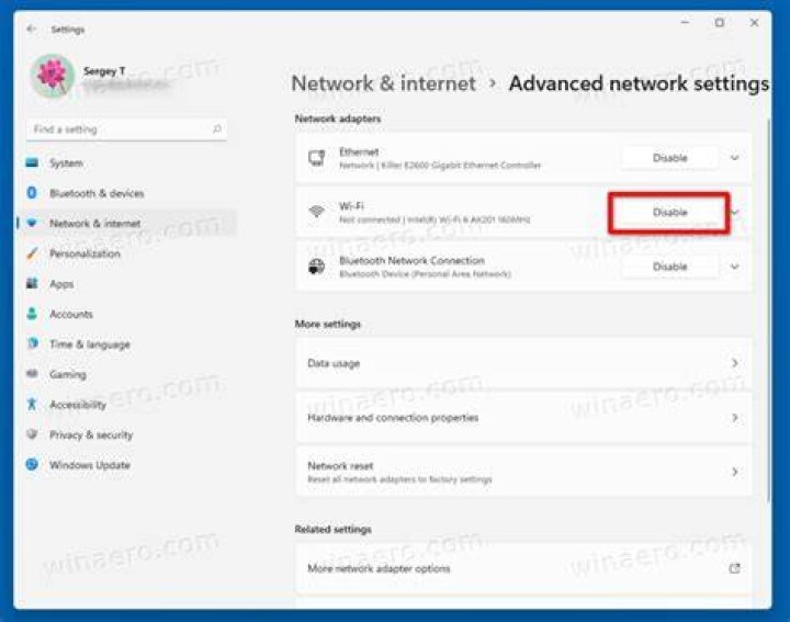 disable network adapter