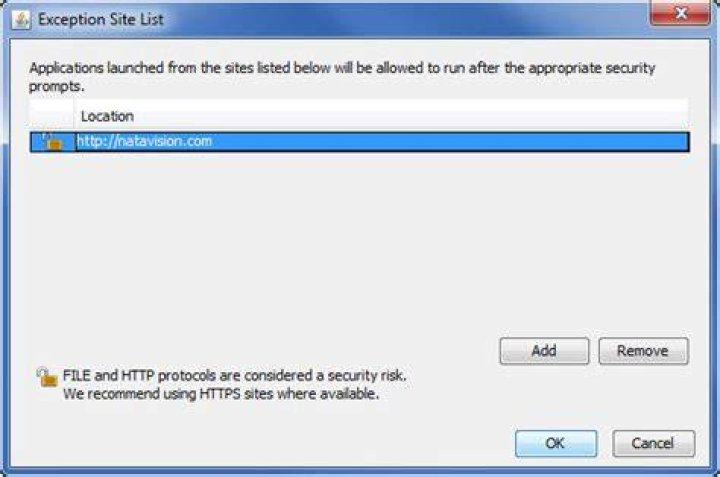 add IP to Exception Site List Exception Site List
