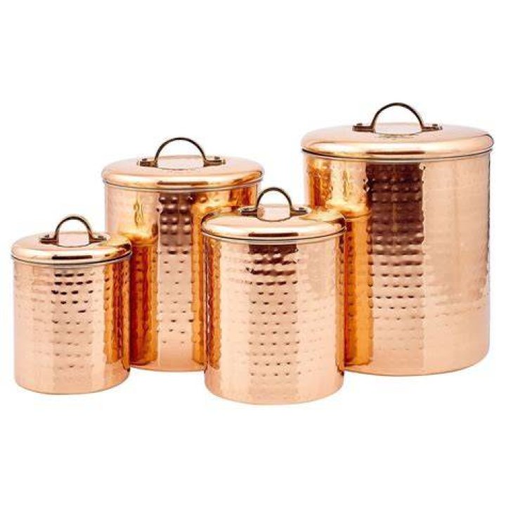 Hammered Copper Canisters - Set of 4