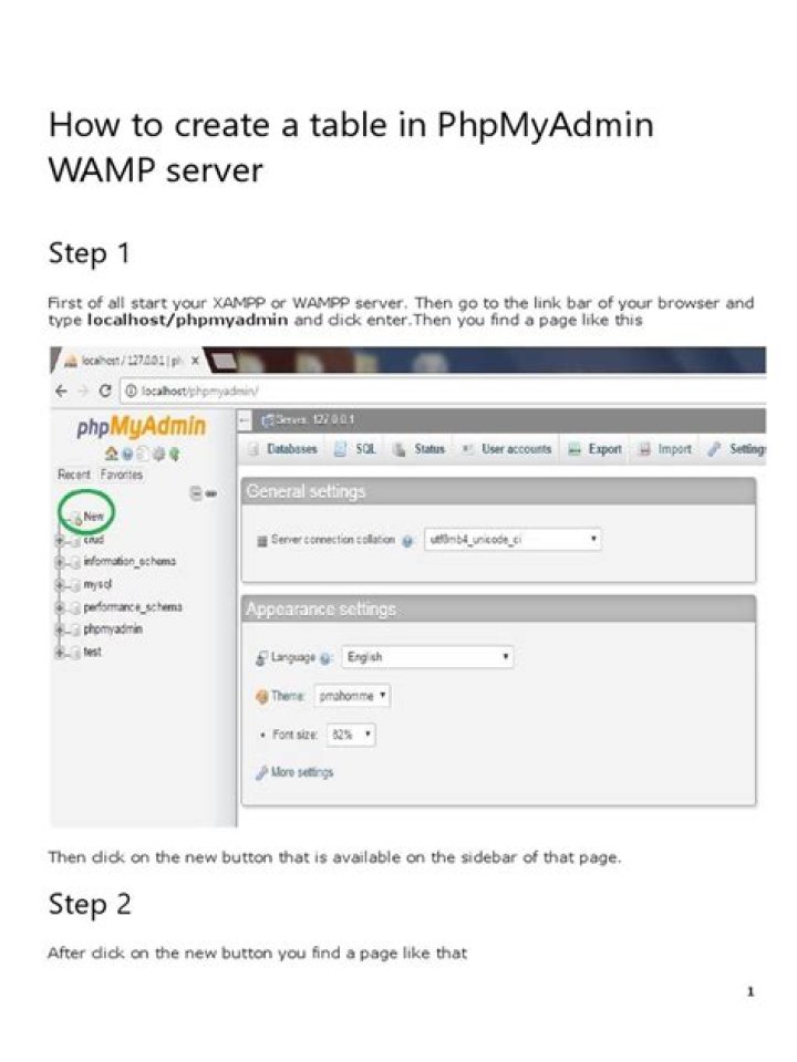 How To Create Database Table In Wamp Server