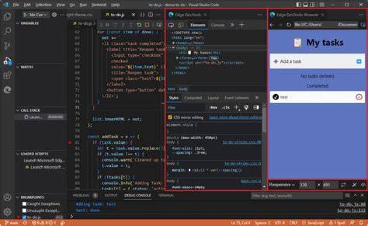 Microsoft Edge coding UI