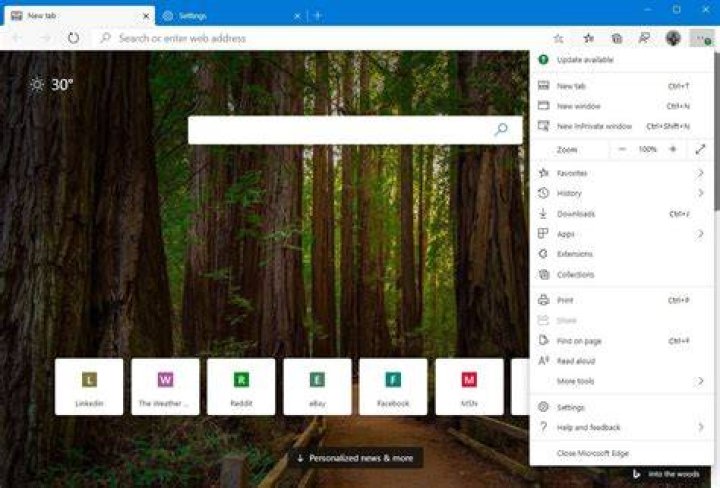 Microsoft Edge user interface.