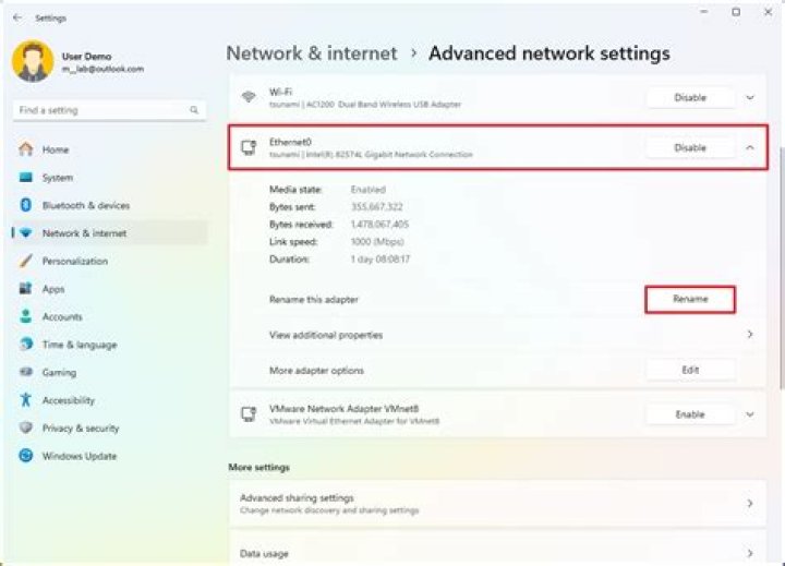 network advanced settings