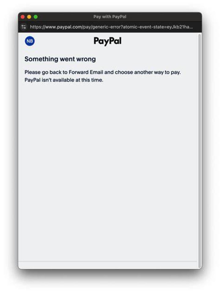 settings paypal something went wrong