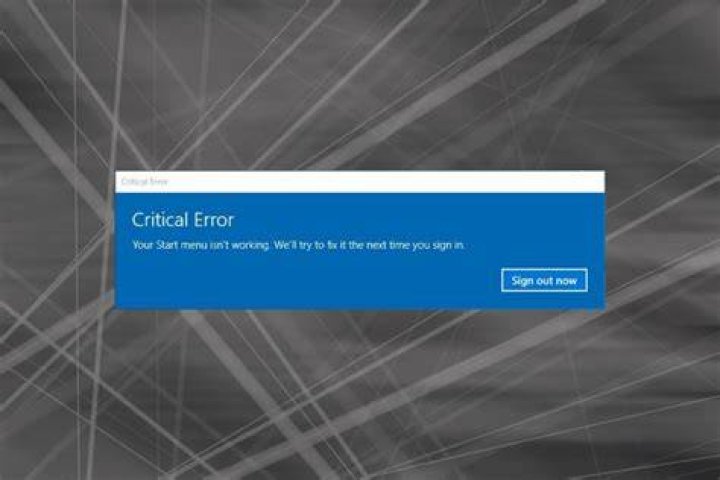 solve Critical error Start Menu not working on Windows 10