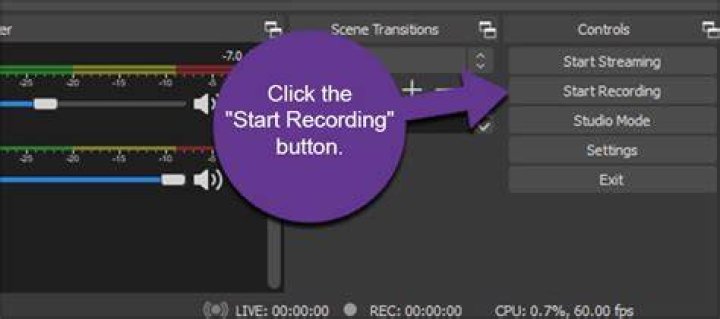 The Start Recording button Start Recording button obs studio windows 11