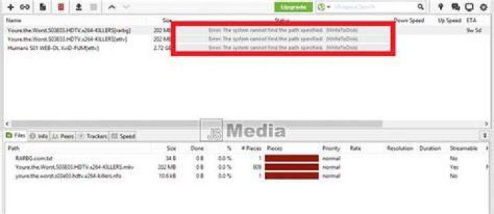 System cannot find path uTorrent
