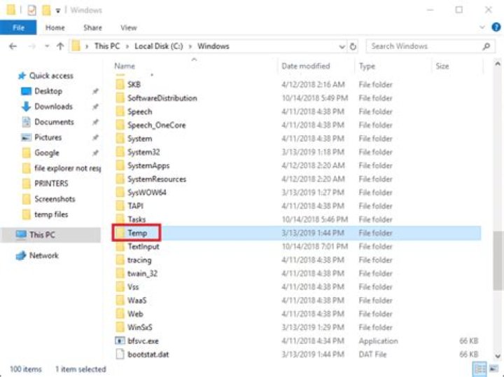 temp folder windows 10
