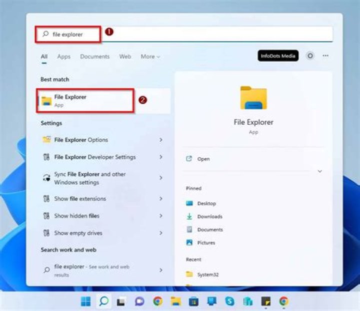 The File Explorer taskbar button The File Explorer button obs studio windows 11