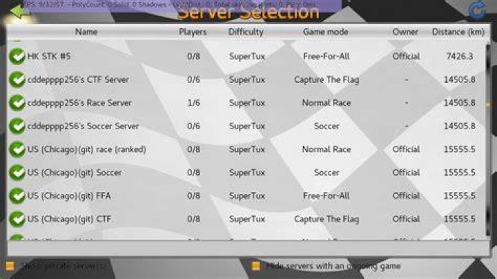 The server selection screen of PIA VPN