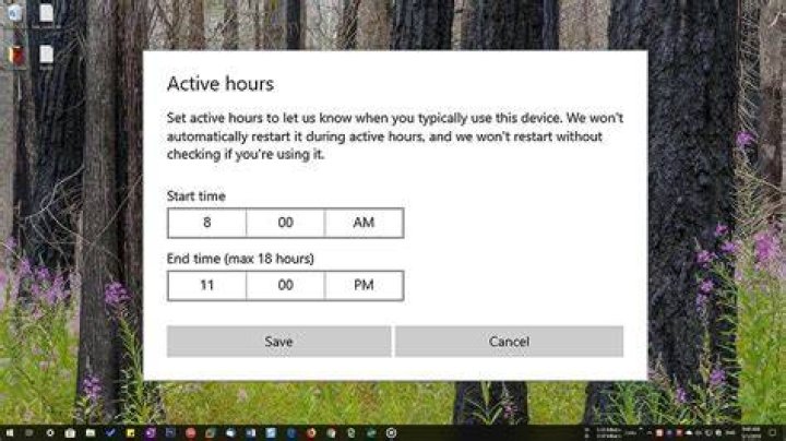 Windows 10 active hours