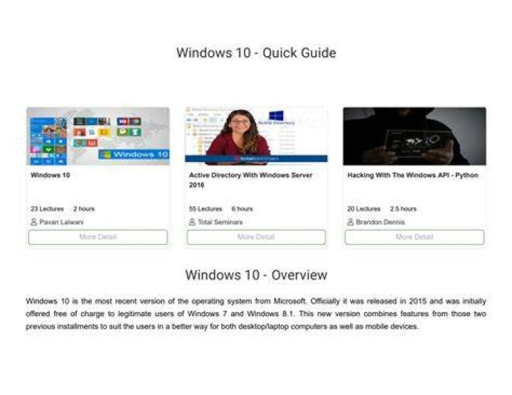 windows 10 quick user guide PDF screenshot