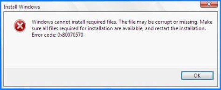 windows cannot install required files windows 10