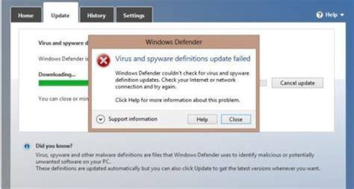 Windows Defender update failed [Connection error]
