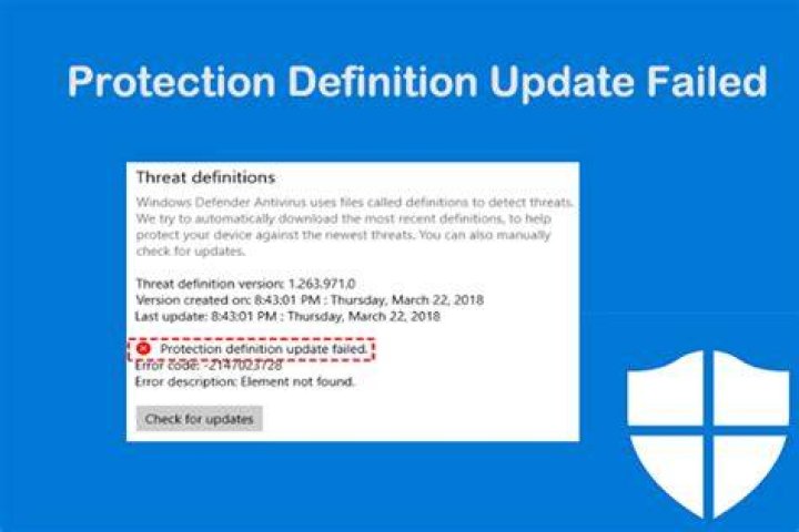 Windows Defender update failed